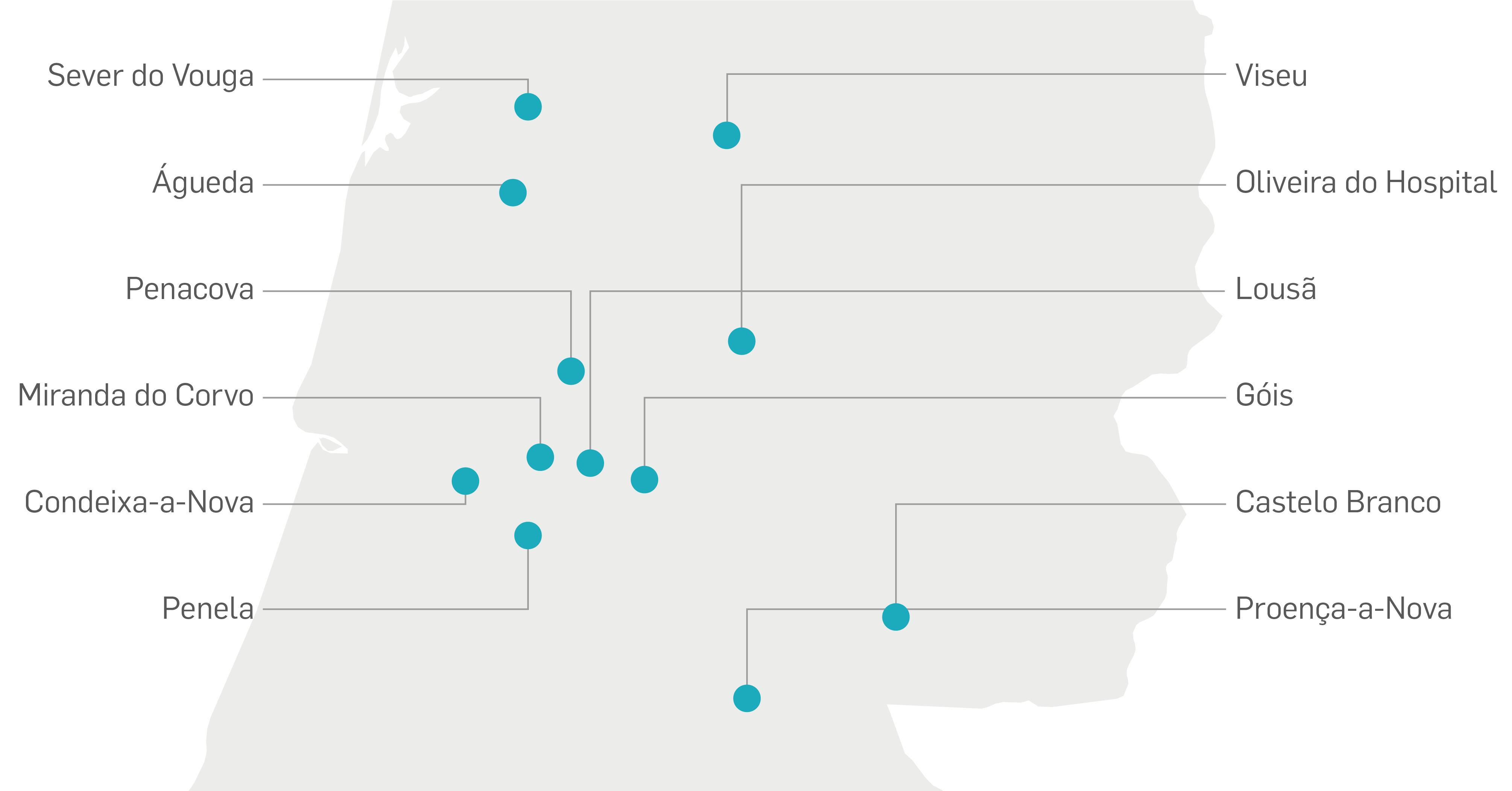 Mapa do Centro de Portugal